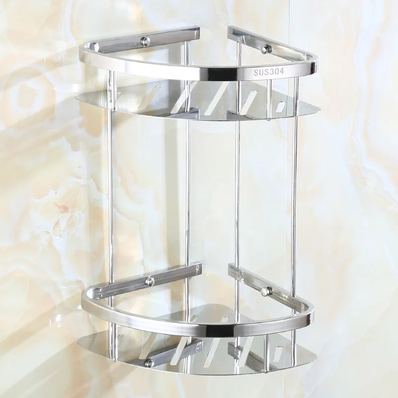 

Stainless Steel Bathroom 2 Shelves Shower Shampoo Soap Cosmetic Shelves Bathroom Accessories Storage Organizer Rack Holder Zd123