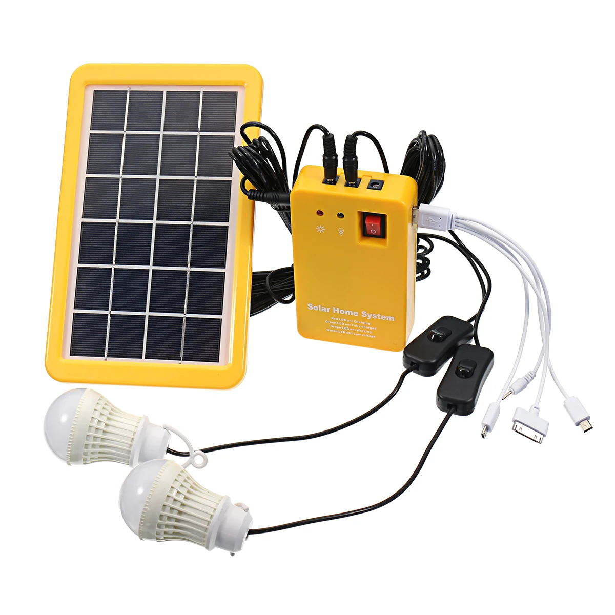 

1 Set Solar Power Panel Generator LED Light Bulbs 5V USB Charger Home System Outdoor Garden Solar Lamps