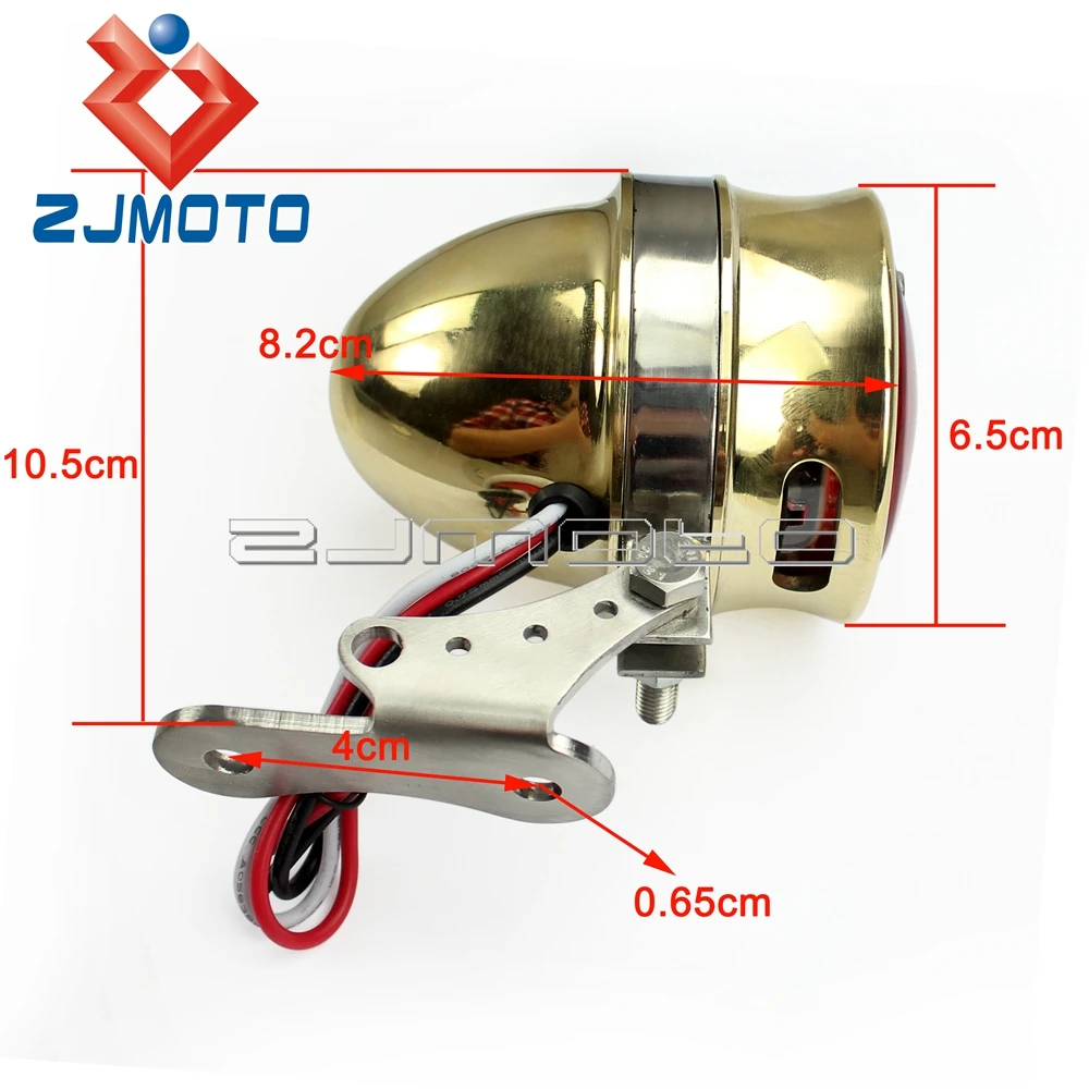 Стиль Brat латунный светодиодный задний фонарь для Harley Кафе Racer tatelight Plate Light Bobber Chopper задний тормозной фонарь с кронштейном