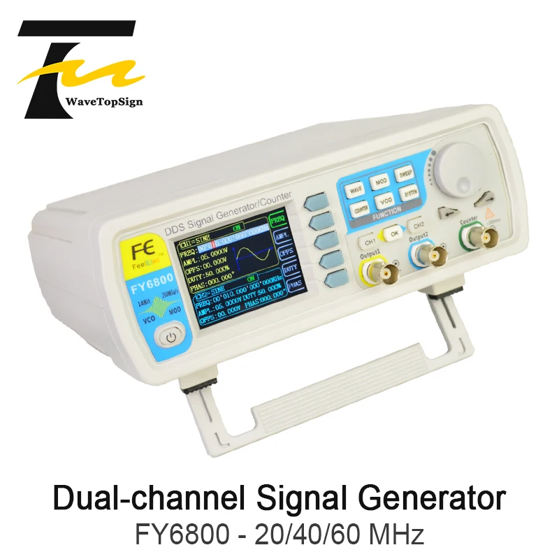 

FY6800-20/40/60MHz DDS Dual-channel Function Signal Generator Arbitrary Waveform Generator 250MSa/s 14bits Frequency Meter