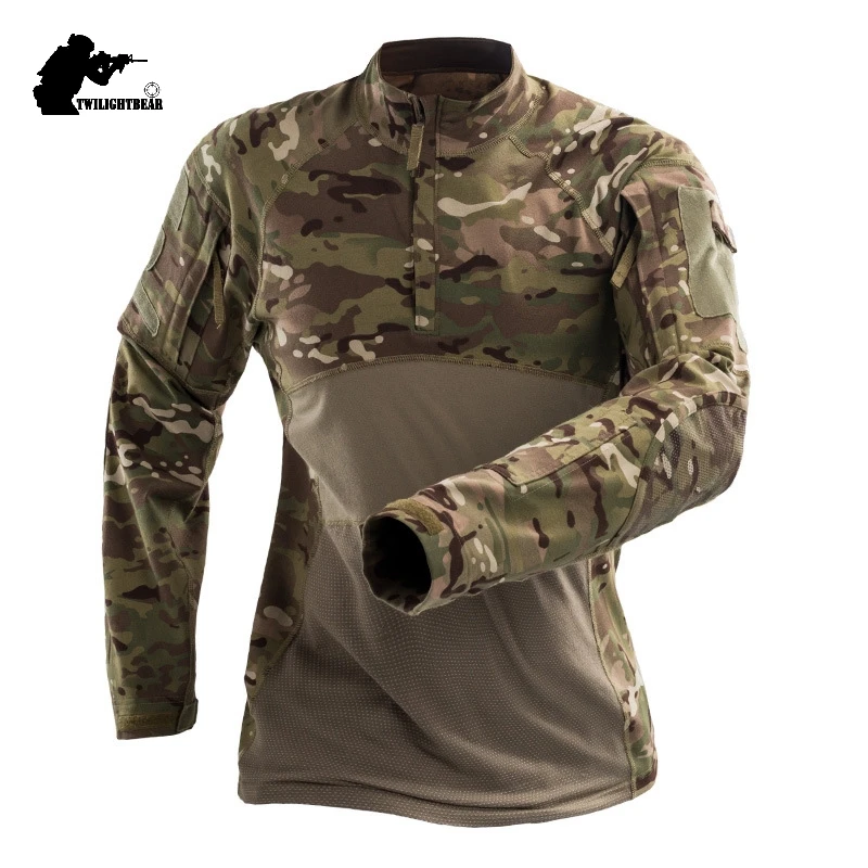 Военная Мужская камуфляжная тактическая футболка с длинным рукавом, брендовая хлопковая дышащая Боевая футболка с лягушкой, мужские тренировочные рубашки, S-3XL AF112