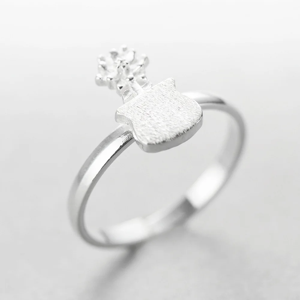 pot culture plant Rings 100% Sterling 925 silver Jewelry Vintage Adjustable rings for women gift