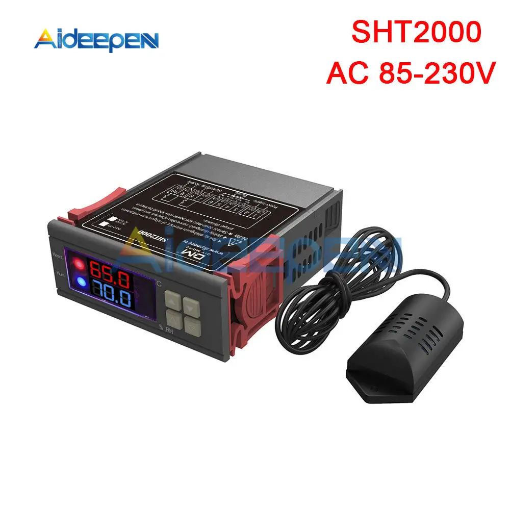 SHT2000 AC 85-230V AC 110V 220V 12V 24V двойной цифровой регулятор температуры и влажности SHT2000 STC-3028 термостат гигрометр - Цвет: SHT2000 AC 85-230V