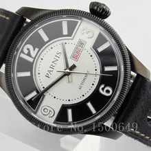 Parnis 42 мм сапфировое стекло черный PVD Стальной корпус Miyota автоматические мужские часы 1597