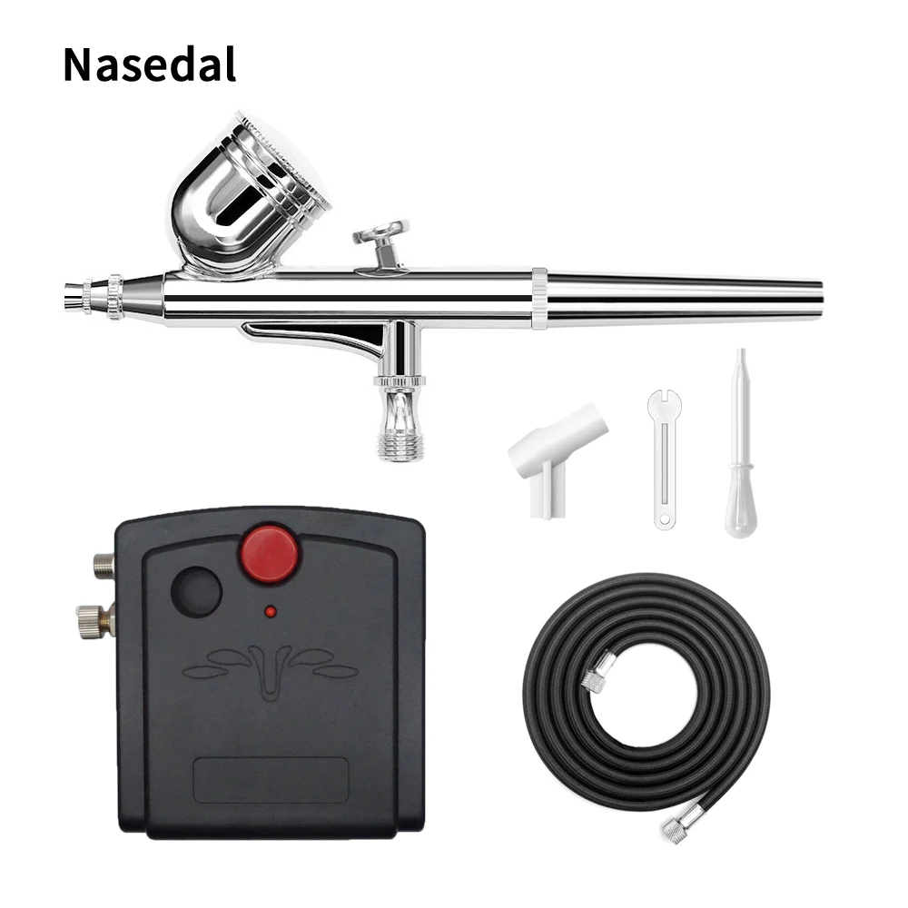 

Nasedal Dual-Action Airbrush K Mini Airbrush Compressor Kit Airbrush for Nail Art Makeup Tattoo Model Cake Clean Kit