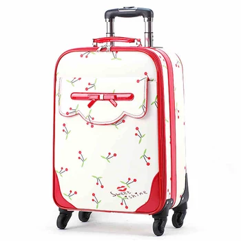 

Korea fashion batterystraw travel luggage bags on universal wheels,high quality female lovely 16 20 24inches trolley luggages