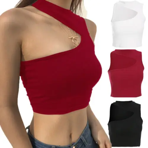 

2019 Women Sexy Solid Vest Slim Crop Tops Summer Single Strap Bra Hollow Solid Sleeveless Bustier Bralette