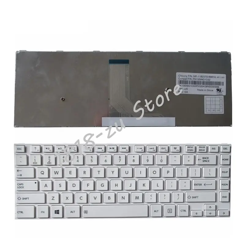 YALUZU US клавиатура для ноутбука TOSHIBA Satellite L40D-A C40-A C40D C40 S40-A C45 C45T на английском языке, с корпусом, белый