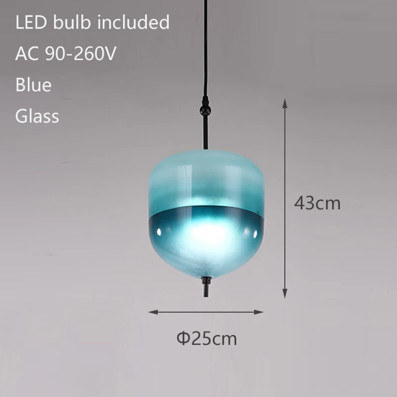 Скандинавский современный каплевидный синий стеклянный подвесной светильник, светодиодный арт-деко, простой белый подвесной светильник для гостиной, ресторана, кухни - Цвет корпуса: YY-PDK226BlueB