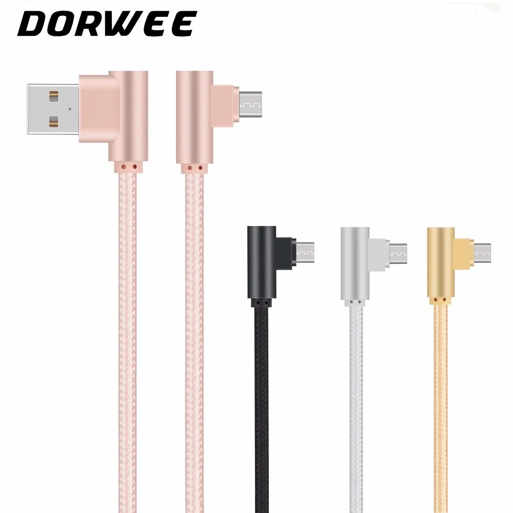 

DORWEE 90 Degree Micro USB Cable Fast Charger Data Cable Braided Mobile Phone Cable USB Charger Cable For Samsung Huawei Xiaomi