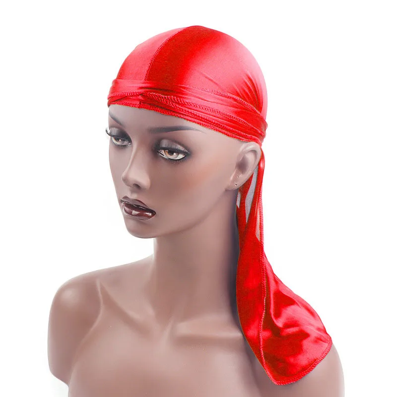 

Men's Silky Durags Bandanas Turban Hat Wigs Doo Men Satin Durag Biker Headwear Headband Hair Accessories Extra Long Tail Du-Rag