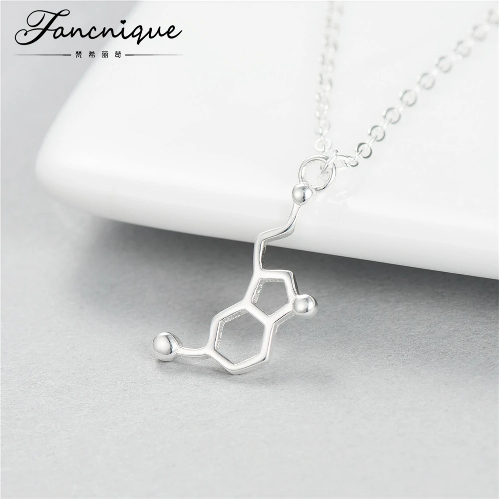 925 Sterling Silver Fashion Unique Dopamine Molecule Chemistry Design