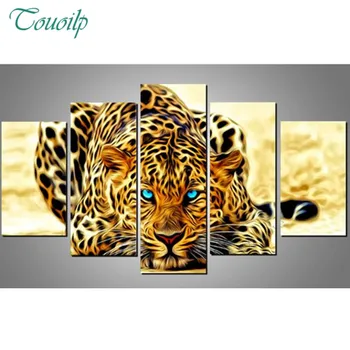 

5pcs Full Square/Round Drill 5D DIY Diamond Painting "Aniaml Leopard" Multi-picture Combination 3D Embroidery Mosaic Decor