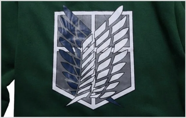 2 Colors Anime Attack on Titan Unisex Cosplay Costume Green/Black Hoodie Scouting Legion Hooded Jacket -