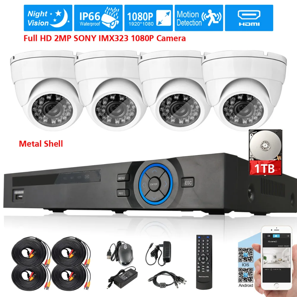 4 КАНАЛЬНЫЙ Full HD 1080 P HDMI AHD DVR NVR ВИДЕОНАБЛЮДЕНИЯ Главная Безопасность ИК Камеры