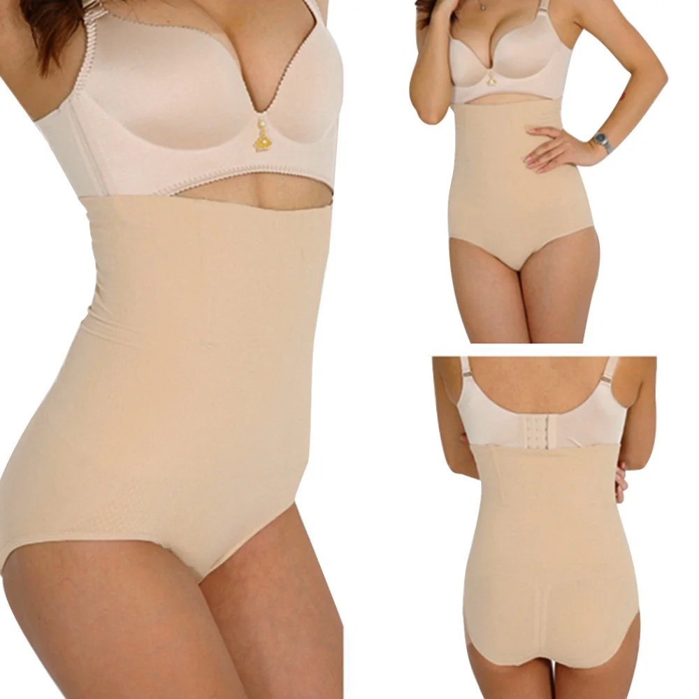 Seamless High Waist Slimming Tummy Control Panties Knickers Apricot