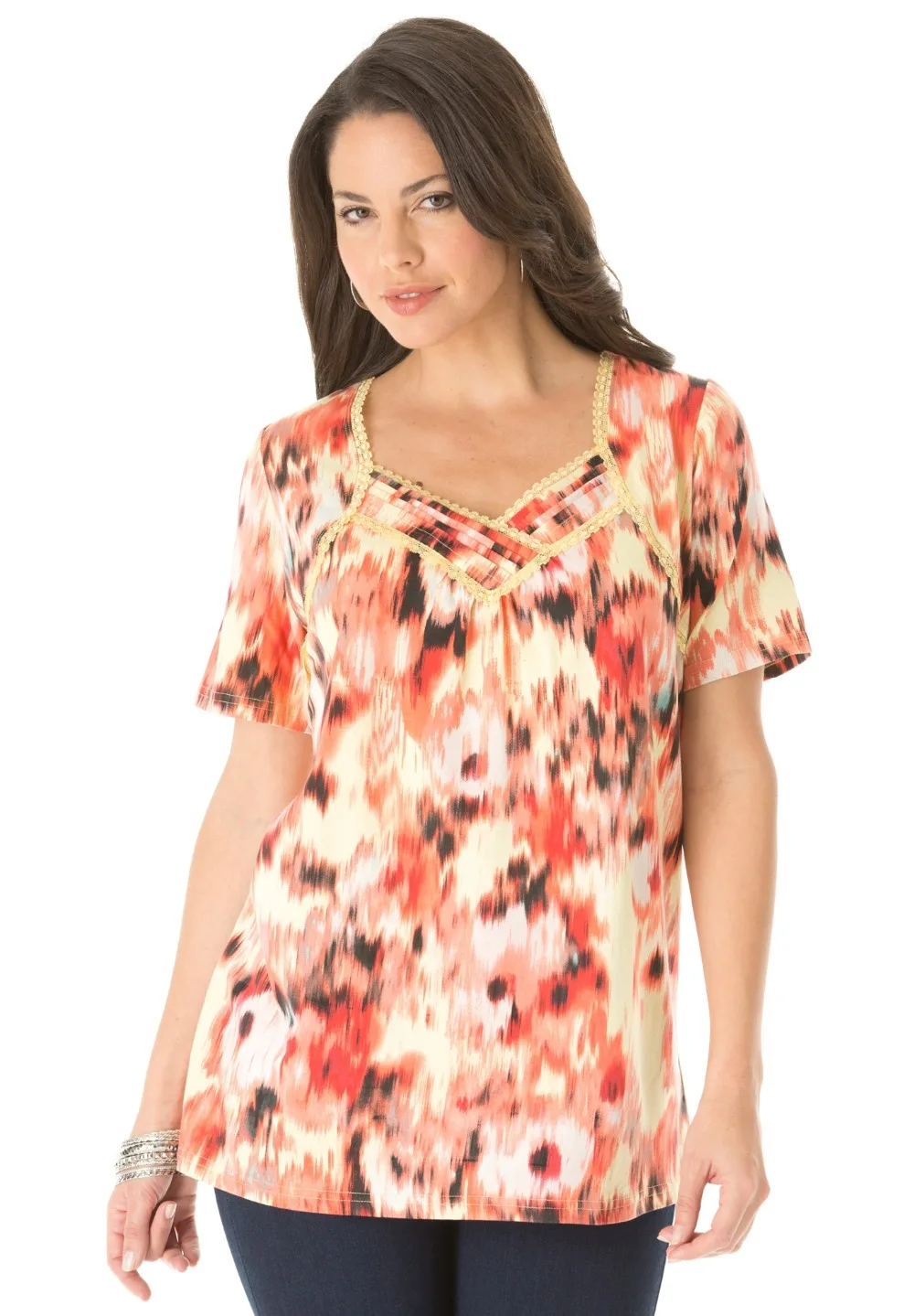 large size printed lace t shirt