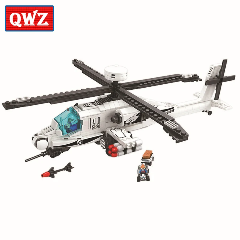 

QWZ Military Thunder Air Force Apache Helicopters 2 Figures Winner Building Block Toys For Children Gifts Compatible Legoings