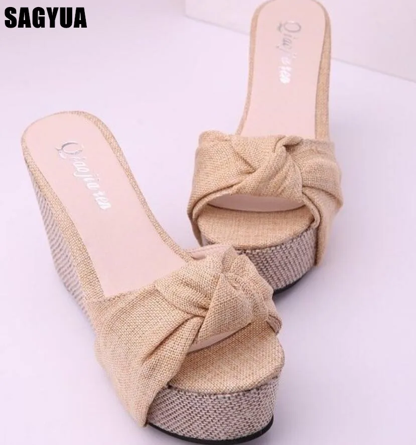 

2019 women slipper summer Rome Wedge sandals women Leisure Open toe High heels ladies platform Casual shoes Beach slipper A869