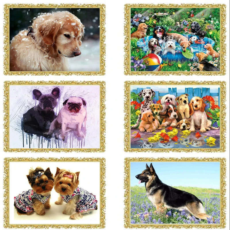Diy Diamond Painting Dog Bath Cross Stitch diamond Embroidery Pattern 3d Mosaic home decoration wall art fc237 | Дом и сад