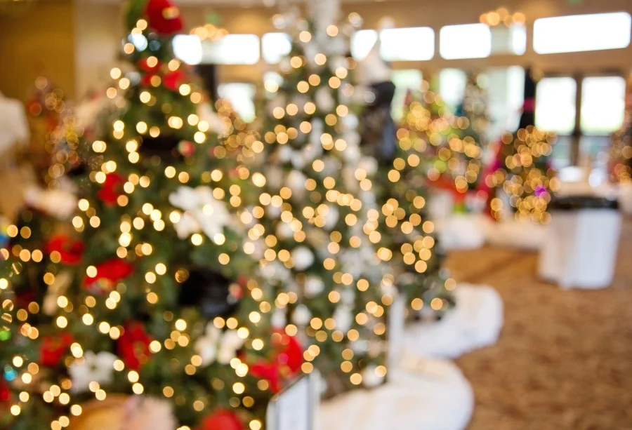

Laeacco Photographic Backgrounds Christmas Tree Decor Polka Light Bokeh Portrait Interior Photography Backdrops For Photo Studio