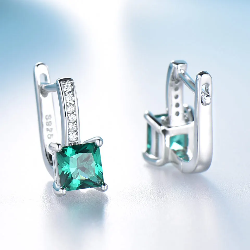 UMCHO-pendientes de Clip de Plata de Ley 925 para mujer, joyería fina de piedras preciosas de Esmeralda verde, regalos de aniversario sólidos