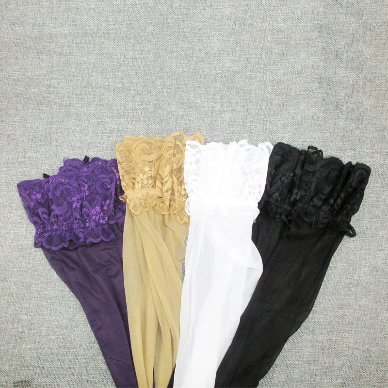 Женские сексуальные чулки с прозрачным кружевным верхом, высокие носки до колена, нейлоновые чулки, женские чулки, черные, красные длинные носки
