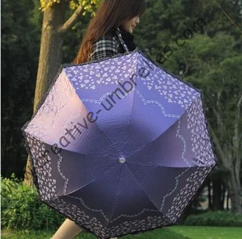 Суперлегкий зонтик, солнцезащитный, UPF> 50+, ladies'parasol, 8 k ребра, черное серебряное покрытие, карманный зонтик, УФ-защита, арочная шнуровка