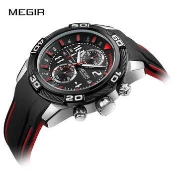 

MEGIR Chronograph Sport Men Watch Fashion Creative Silicone Military Wrist Watches Clock Men Relogio Masculino Quartz Watches