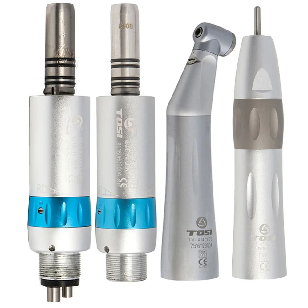 

TOSI Dental Low Speed Handpiece Kit Air Turbine Straight, LED Contra Angle, Air Motor Inner Water Spray 2/4Holes