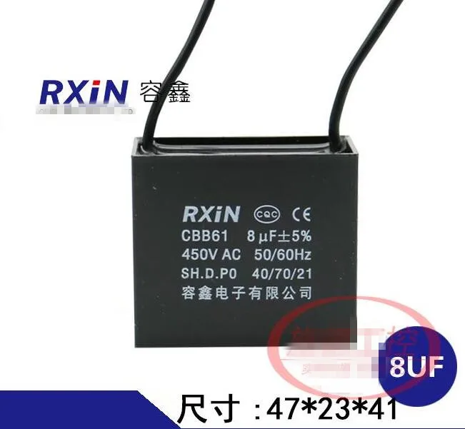 

Capacitors 8uf 450V AC CBB61 Metallized Capacitor For Motor Start-up Ceiling Fan