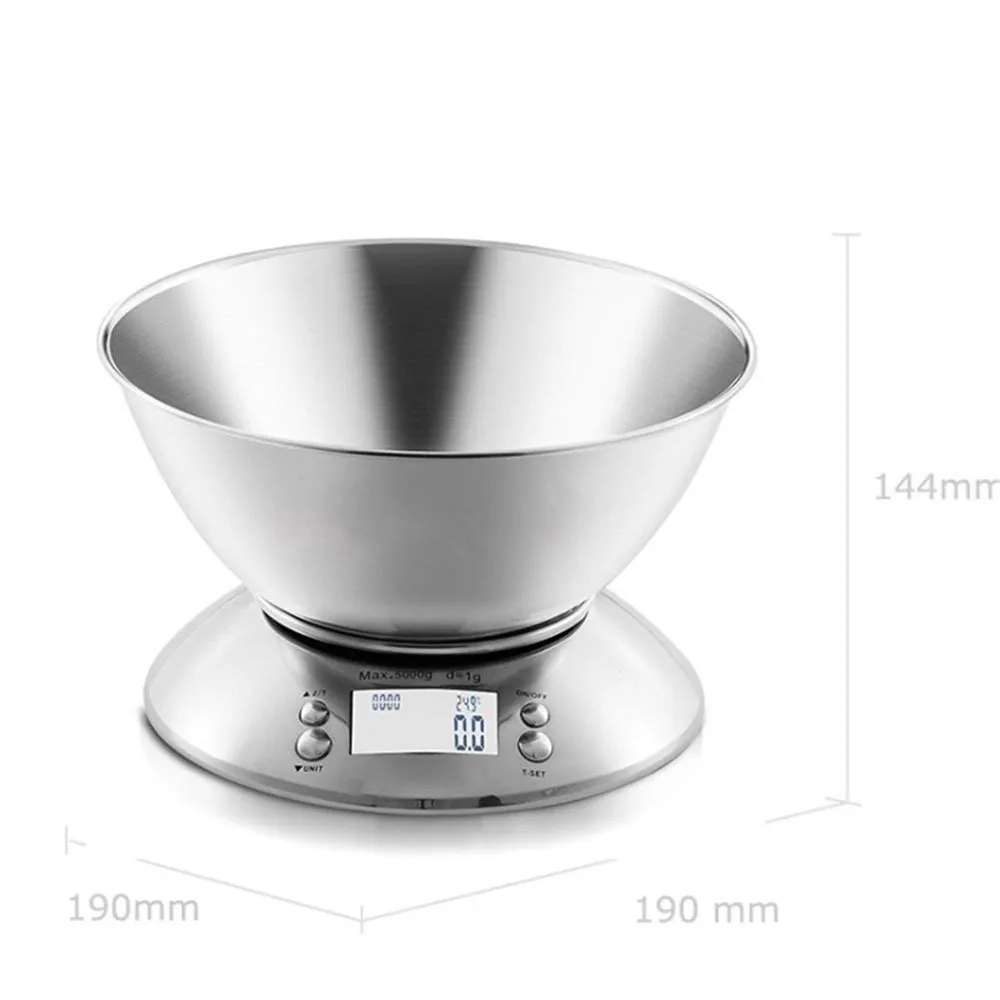 

Food grade Stainless Steel Bowl Kitchen Scales with timer, Temperature, remove bowl