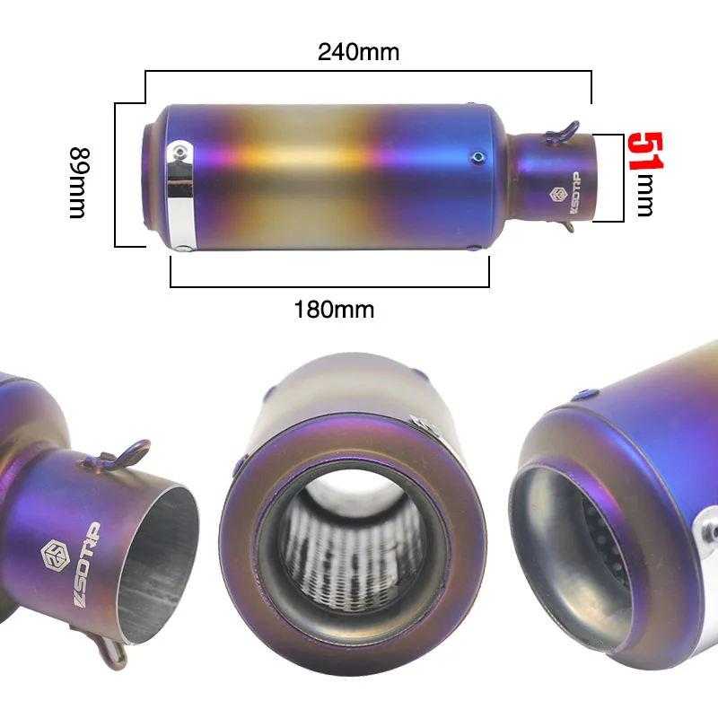 ZSDTRP мотоцикл выхлопной универсальный глушитель мотоцикл 51/60 мм SC выхлопной для Honda Kawasaki Yamaha KTM DUCATI ATV - Цвет: F-51mm