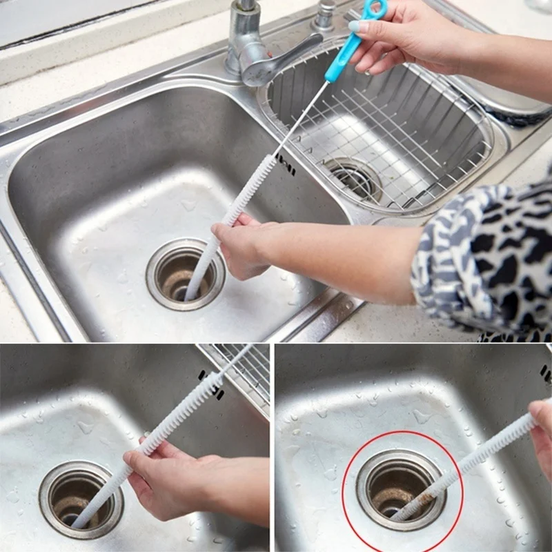 

71cm Flexible Sink Overflow Drain Unblocker Clean Brush Cleaner Kitchen Bathroom Tools