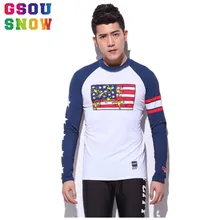 Gsou снежной погоды брендовые Для мужчин с длинным рукавом, для серфинга Топы Дайвинг Гидромайки купальник футболки солнцезащитный крем быстросохнущая верхний элемент Гидрокостюма пляжная спортивная одежда