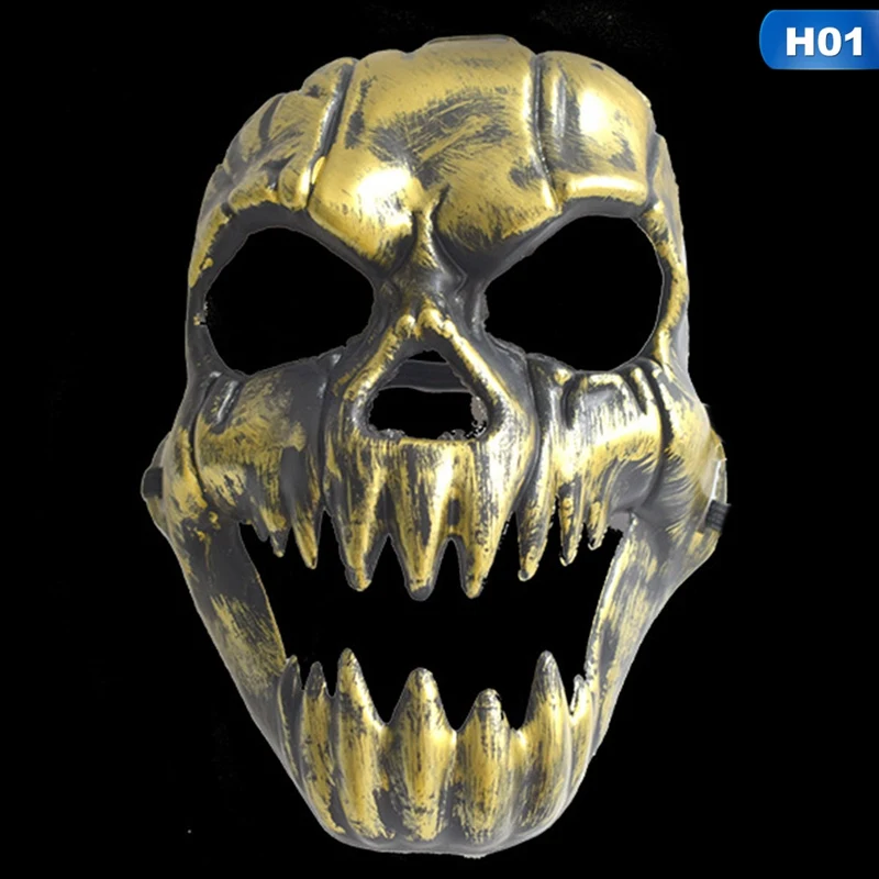 Страшные Вечерние Маски с черепом и скелетом в античном стиле, полый рот, глаза, маска на все лицо, армейские игры для Хэллоуина, косплей, вечерние, Декор