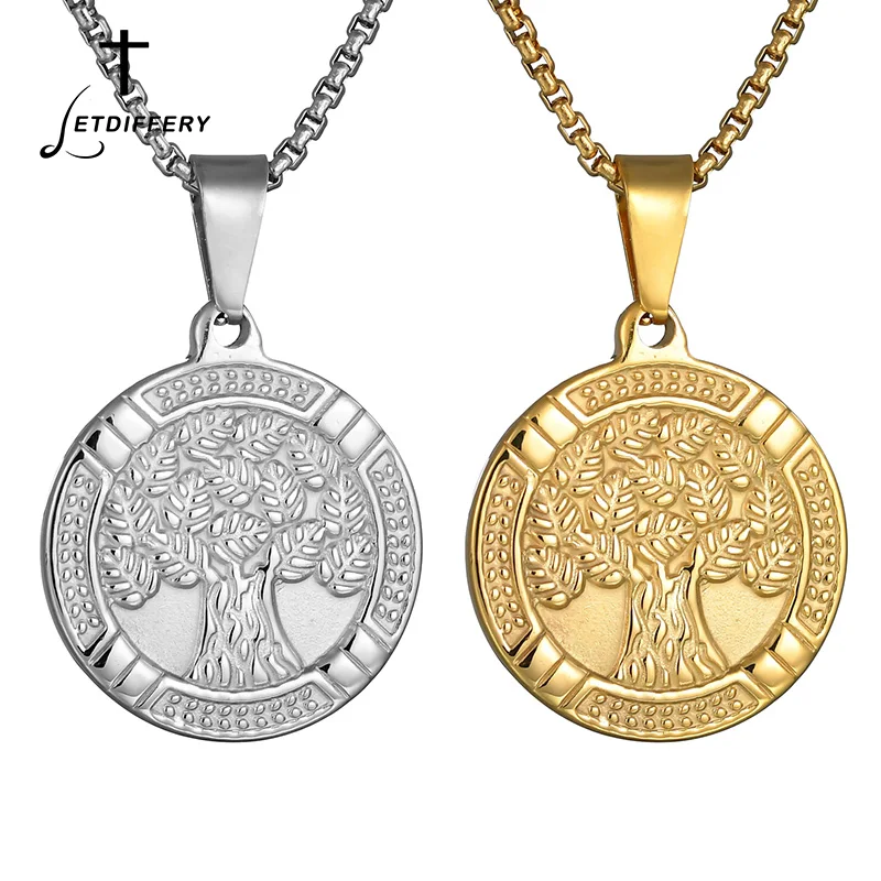 

Letdiffery Stainless Steel Nordic Talisman Pendant Necklace The Tree of Life Statement Jewelry For Women Gift