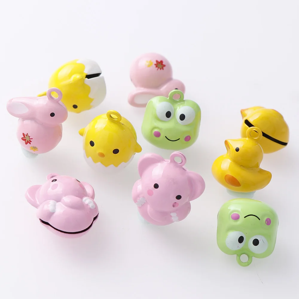 

2PC Duck Frog Rabbit Animals Jingle Bells Loose Beads Festival Party/Christmas Tree Decorations/Pet Bell/DIY Crafts Accessories