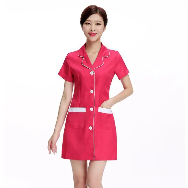 Униформа медсестры платье-футляр медицинская одежда платье косметолога красота униформа для салона - Цвет: 835 rose red