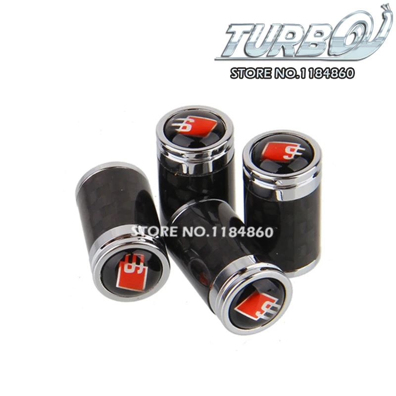 Carbon Fiber Text Car Tire Valve Stem Cap Dust proof Cover for AUDI A1