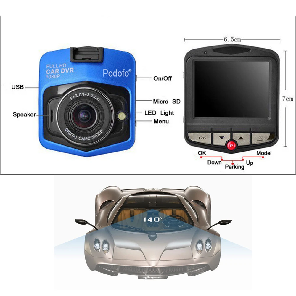 AMPrime Dsah Camera Mini Car DVR Dash Cam FHD 1080P Video Recorder GT300 Registrar Night Visin Vide