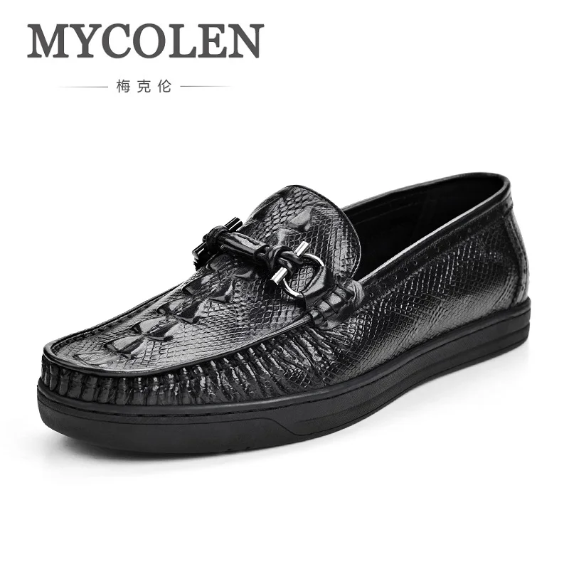 

MYCOLEN New Arrivals Doug Shoes Leather Crocodile Embossed Breathable Soft Soled Casual Shoes Men'S Fashion Loafers Flats Shoes