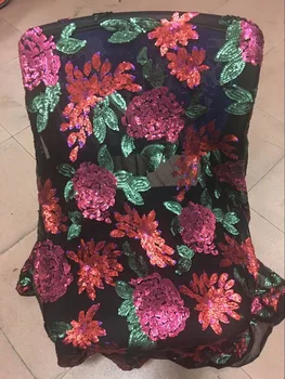 

Pink African Lace Fabric 2018 French Sequin Net Lace new green sequin fabric 5yard High Quality African Tulle Sequin Lace Fabric