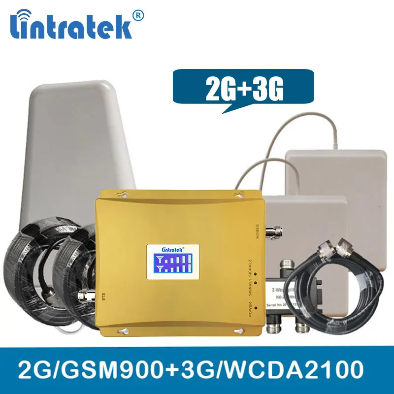 

Lintratek cellular booster 3G WCDMA 2100MHz GSM 900Mhz mobile phone signal amplifier GSM 900 2100 UMTS repeater 2g 3g @4.5