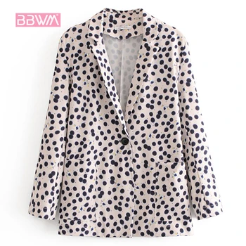 

2018 summer wave point butterfly print suit jacket women's Korean version