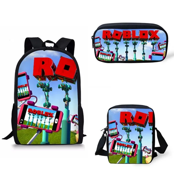 Forudesigns Fashion Cartoon Roblox Print 3pcs Backpacks For Teen Boys Casual Middle School Students Schoolbags Kids Rucksacks - 