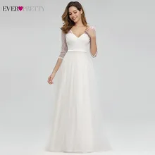 Vestidos De Novia белые кружевные свадебные платья Ever Pretty A-Line с v-образным вырезом на молнии с рукавом 3/4 элегантные свадебные платья Gelinlik