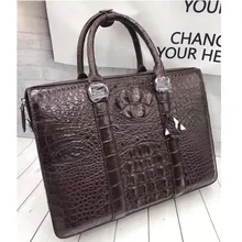 Роскошный дизайнерский портфель для бизнесменов из натуральной крокодиловой кожи и кожи аллигатора, коричневая трехполосная сумка, мужская сумка для ноутбука