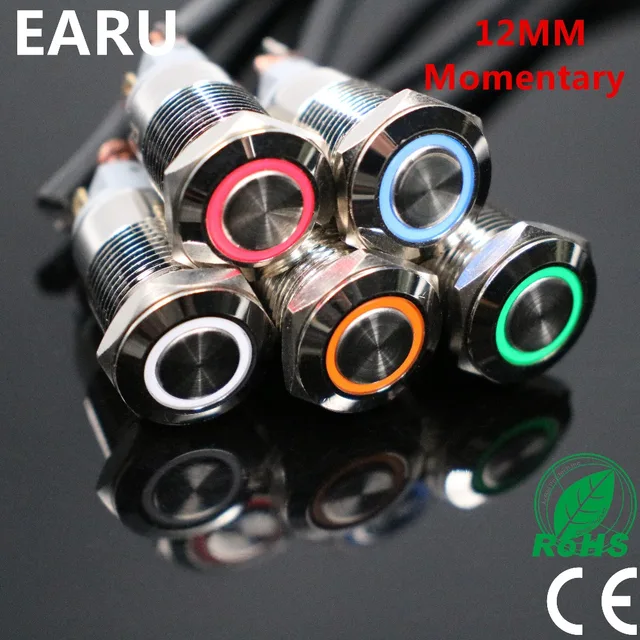 12mm Waterproof Momentary Stainless Steel Metal Doorbell Bell Horn 12mm Waterproof Momentary Stainless Steel Metal Doorbell Bell Horn Push On Switch Led Car Auto Engine