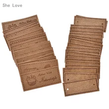 Chzimade 20 pièces blanc Style naturel à la main en cuir PU couture étiquettes de vêtement ménage Textile Patchwork accessoires de vêtements